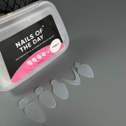NAILSOFTHEDAY French Tips Guide (Tipo 9) — stencil in silicone per forme superiori, 60 pezzi