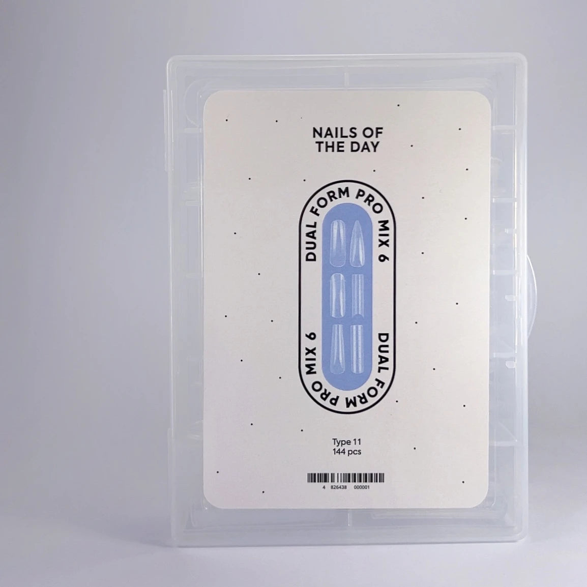 NAILSOFTHEDAY Dual Form Pro Mix 6 (Tipo 11) — set di forme superiori composto da 6 tipi, ciascuno con 12 misure, per un totale di 144 pezzi.