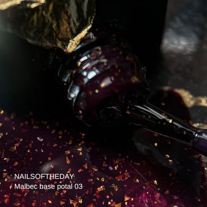 NAILSOFTHEDAY Malbec Base Potal 03 — base vetrata fantastica con foglia oro, 10 ml