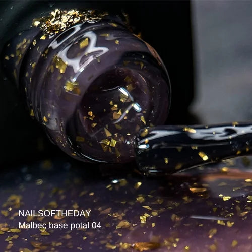 NAILSOFTHEDAY Malbec Base Potal 04 — base vetrata fantastica con foglia oro, 10 ml