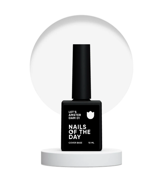NAILSOFTHEDAY Let’s Amsterdam 01 — base camouflage trasparente-lattiginosa per unghie, 10 ml.