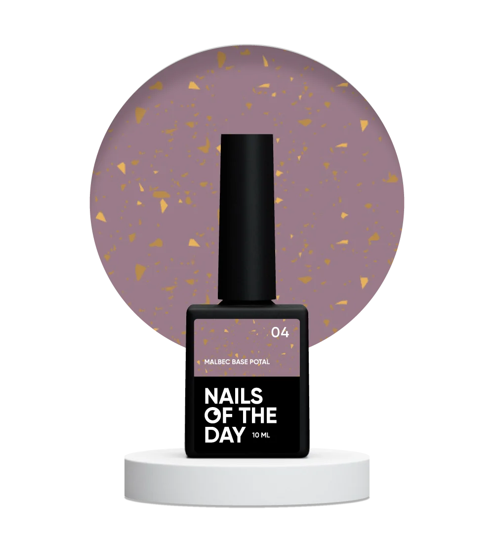 NAILSOFTHEDAY Malbec Base Potal 04 — base vetrata fantastica con foglia oro, 10 ml