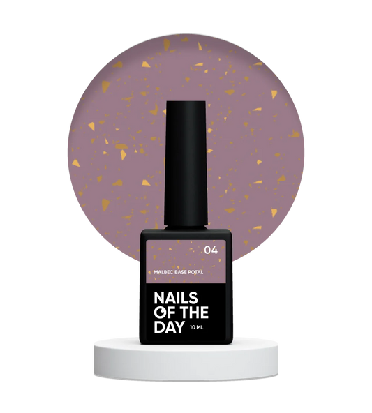 NAILSOFTHEDAY Malbec Base Potal 04 — base vetrata fantastica con foglia oro, 10 ml
