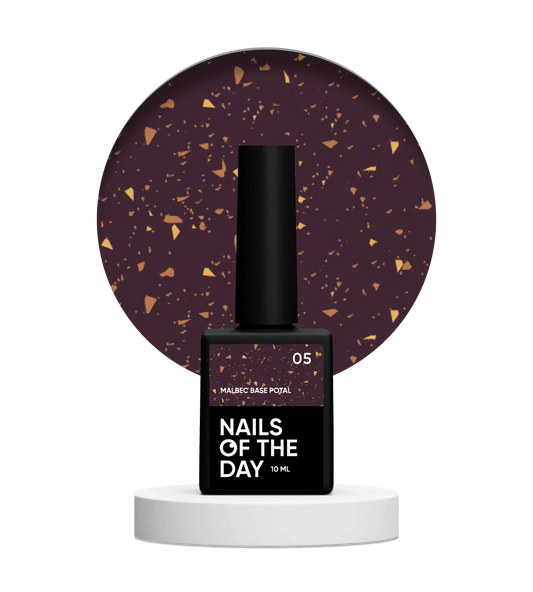 NAILSOFTHEDAY Malbec Base Potal 05 — base vetrata fantastica con foglia oro, 10 ml