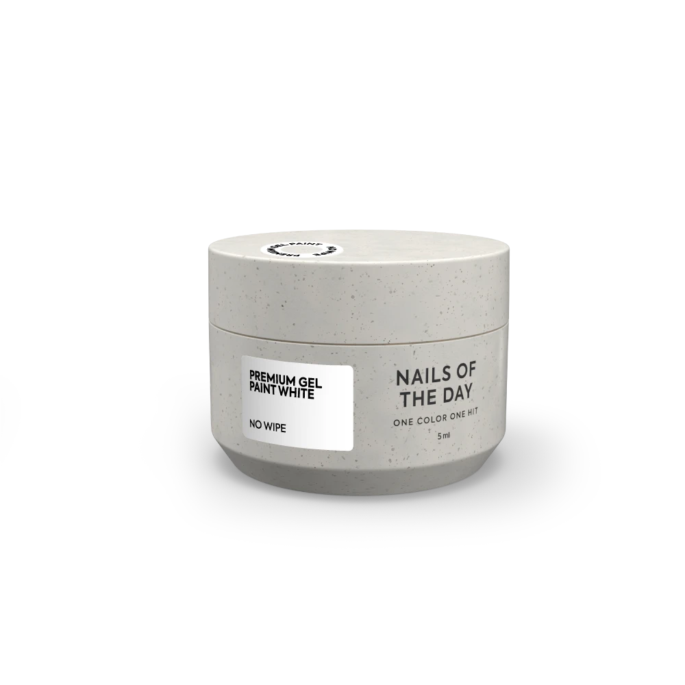 NAILSOFTHEDAY Premium Gel Paint White No Wipe — gel paint nero senza strato di dispersione, 5 ml.